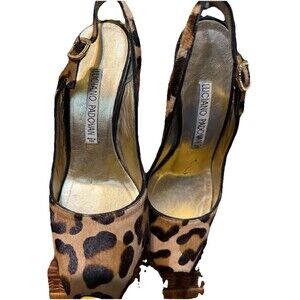 Ladies Luciano Padovan Pny Hair Red Bottom Peep Toe Stilettos 37 US 6.5